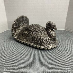 Turkey Thanksgiving Metal Pewter Butter Cover Lid Only